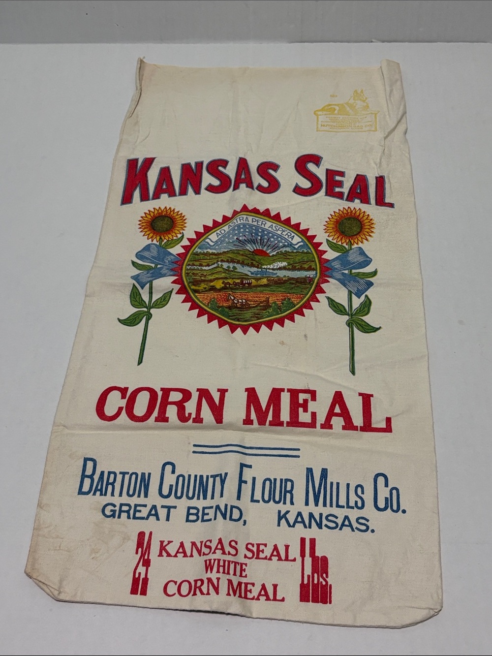 Kansas Seal Corn Meal Sack - Vintage Graphic Bag